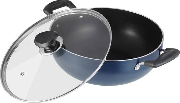 VINOD Zest Non-Stick Deep Kadai with Glass Lid Kadhai 22 cm diameter with Lid 2.6 L capacity