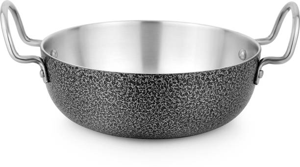SPC Antique Finish Aluminum Deep Kadhai Without Lid, Thickness 3.25mm, Diameter 22cm Kadhai 22 cm diameter 2 L capacity