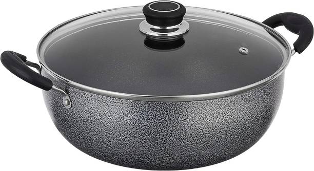 MITHALI Mithali®Non Stick 26 cm kadhai Glass Lid 26 cm ढक्कन के साथ