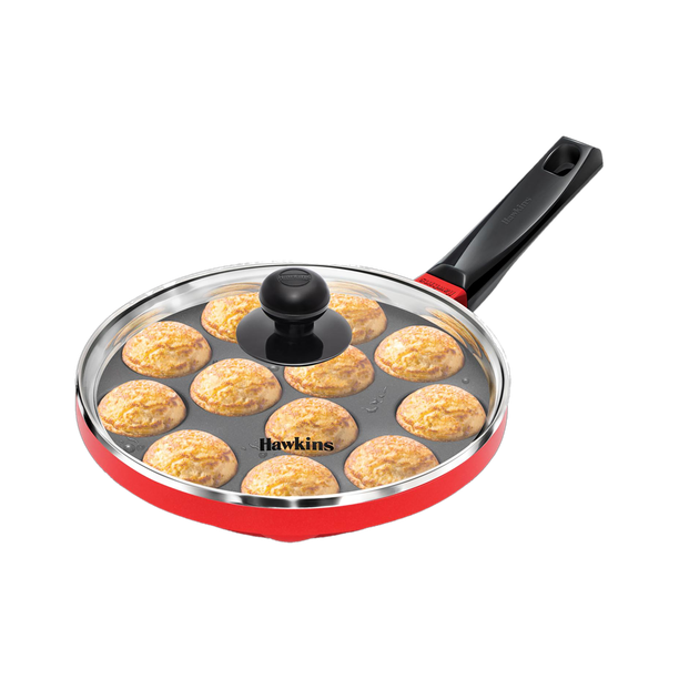 Hawkins 12 Cups Appe Pan, Paniyaram, Litti , Kuzhi Paniyaram, Ponganalu (NAPE20G) Paniarakkal Pan 20 cm diameter with Lid 1.5 L capacity