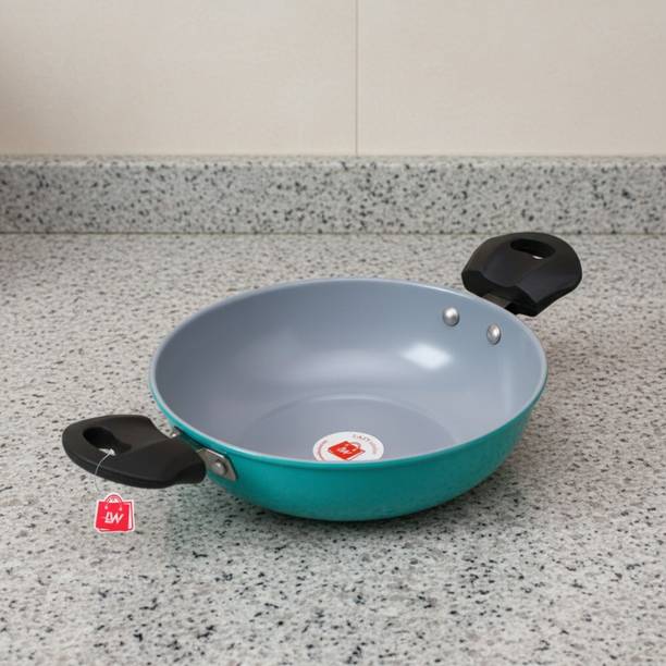 LAZYwindow Elite Nonstick Induction Base Small Kadhai 20.5 cm diameter 1 L capacity