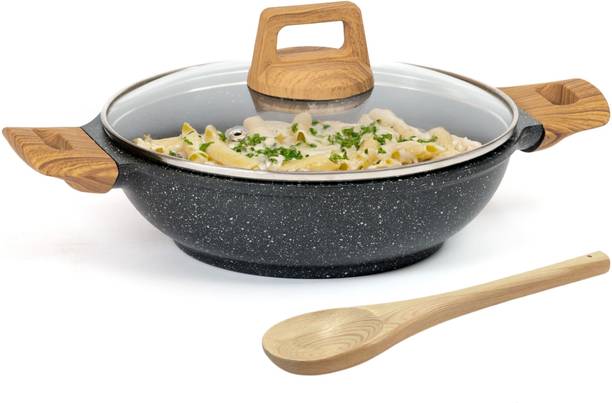 Kreme CeraStone Granite Kadhai 24 cm diameter with Lid 2.5 L capacity