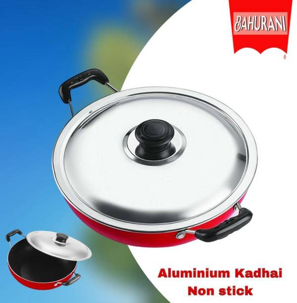BAHURANI Aluminium 1.75 l non stick kadhai with lid included _170 Kadhai 23 cm diameter with Lid 1.75 L capacity