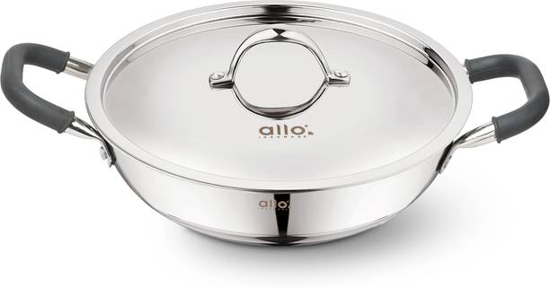 Allo Cooksafe Stainless Steel Naturally Non Stick Friendly Kadhai 34 cm diameter with Lid 7 L capacity