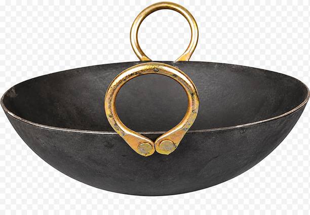 Tannu Craft Iron Kadhai,Frying Pan Kadhai,Pure Iron,Loha Kadhai with Handle iron kadhai Kadhai 16 cm diameter 1.5 L capacity