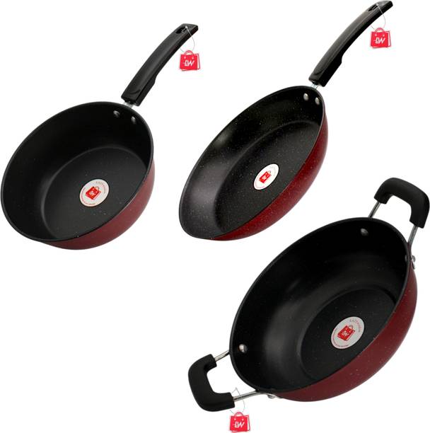 LAZYwindow LAZYwindow Induction Friendly Nonstick Sauce Pan, Fry Pan & Kadhai 20 cm diameter 1.25 L capacity