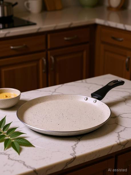 Home-pro Granite Non-Stick Dosa Tawa 24cm /Induction Base with Stylist Handle /Off white Tawa 24 cm diameter