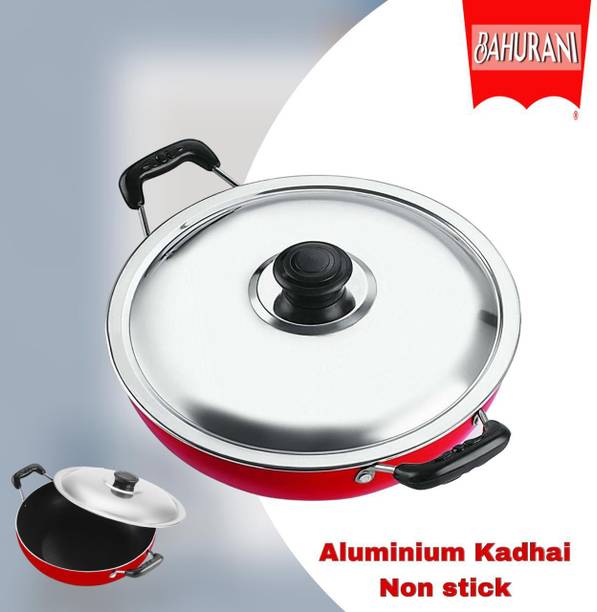 BAHURANI Aluminium 1.75 l non stick kadhai with lid included _167 Kadhai 23 cm diameter with Lid 1.75 L capacity
