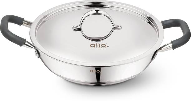 Allo Cooksafe Stainless Steel Naturally Non Stick Friendly 22 cm ढक्कन के साथ