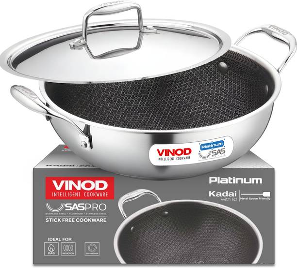 VINOD Platinum SAS Pro Hexa Tri-Ply Non-Stick Extra Deep 22 cm ढक्कन के साथ