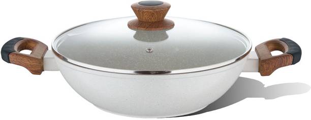 BERGNER Naturally Forged Aluminum Non Stick Kadhai 20 cm diameter with Lid 1.2 L capacity