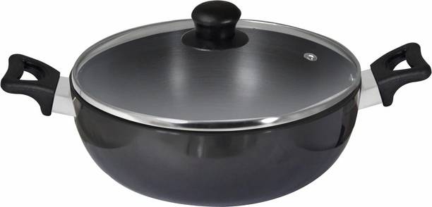Baltra Hard Anodised Kadhai Induction Friendly Kadhai 22 cm diameter with Lid 2 L capacity