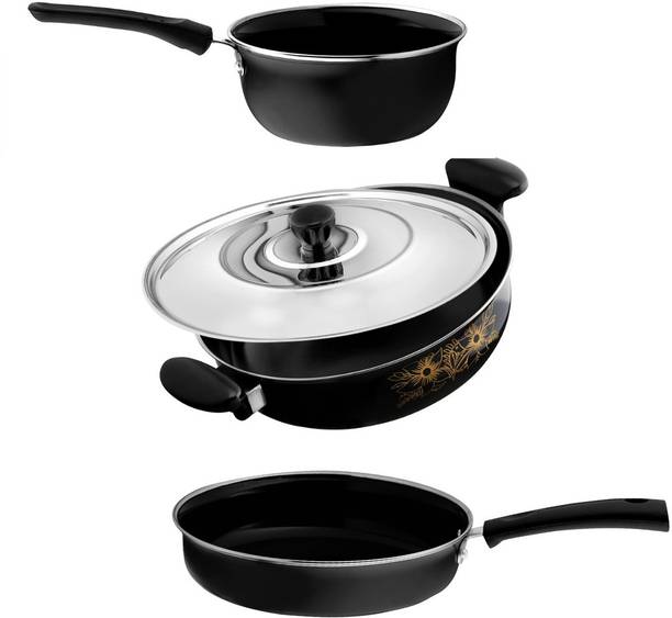 cookpro Cookpro Deluxe Non-stick(Natural Iron) Best Kitchen Cookware Set Of 4 Induction Bottom Non-Stick Coated Cookware Set