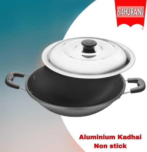 BAHURANI Aluminium 1.5 l non stick kadhai with lid included _210 Kadhai 22 cm diameter with Lid 1.5 L capacity