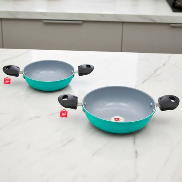 LAZYwindow Nonstick Healthy Combo Set - Kadhai Set | 100% PFOA-Free Kadhai 20.5 cm diameter 1 L capacity