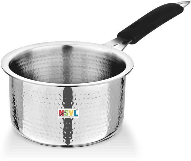 NSVL Steel Hammered Sauce Pan, Milk Pan, Tea Pan Heavy Guage (Gas Stove Friendly) 15 cm डायमीटर