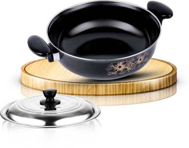 My Store Non-Stick Kadhai with Lid (3.5 L) - Non-Stick Cookware for Kitchen - Kadhai 27 cm diameter 3.5 L capacity