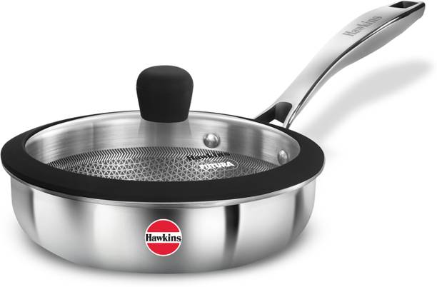 Hawkins Pro Frying Pan, Shielded Nonstick Triply Fry Pan with Glass Lid (PSNF18G) Fry Pan 18 cm diameter with Lid 0.6 L capacity