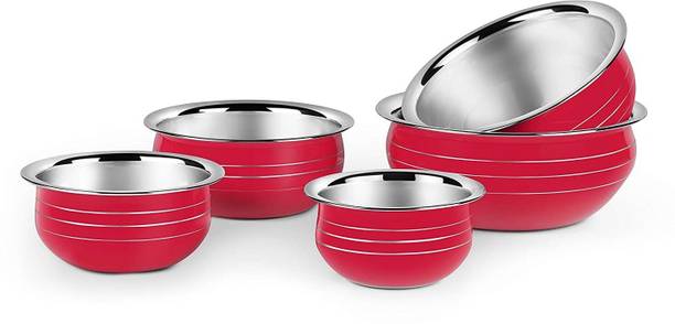 Redific Biryani Handi Set Stainless Steel handi urli Serving Bowls Utensil Cookware Set हांडी 0.35 L, 0.55 L, 0.75 L, 1.2 L, 1.65 L