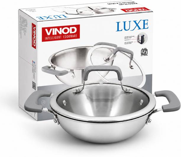 VINOD Luxe Platinum Kadhai 28 cm diameter with Lid 4.5 L capacity