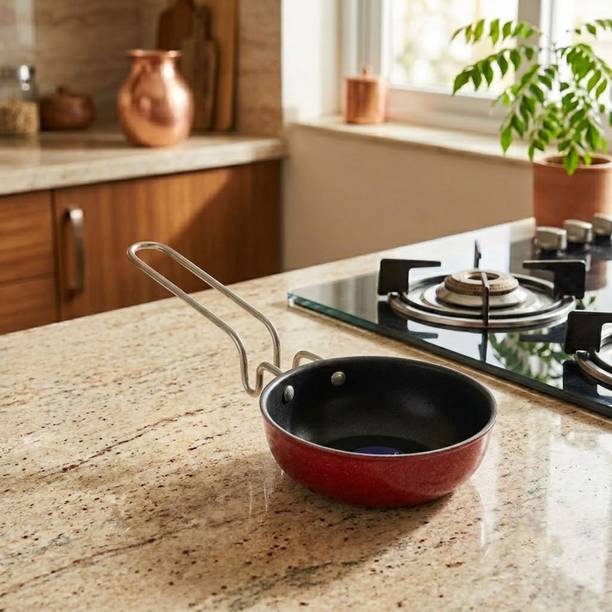Dozy Non-Stick Tadka Pan Small Red 11cm Tadka Pan 13 cm diameter 0.5 L capacity