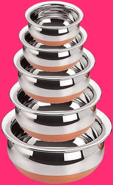 forsel Stainless Steel Copper Base Handi Set for Home and Hotel Kitchens Handi 4 L
