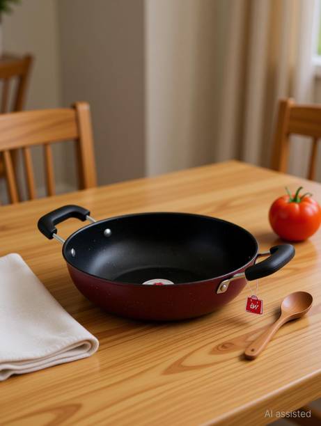 LAZYwindow Superior Quality Nonstick Kadhai 21 cm diameter 1.25 L capacity