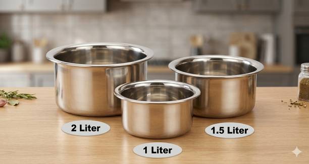 EMINENT TRADERS 3 TOPE SET/ MILK POT SET Pot 18 cm, 16 cm, 22 cm diameter 2 L, 1.5 L, 1 L capacity