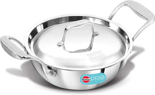 Hawkins Pro 1.5 Litre Triply Deep Fry Pan With Stainless Steel Handle (PSK15S) Kadhai 12 cm diameter with Lid 1.5 L capacity