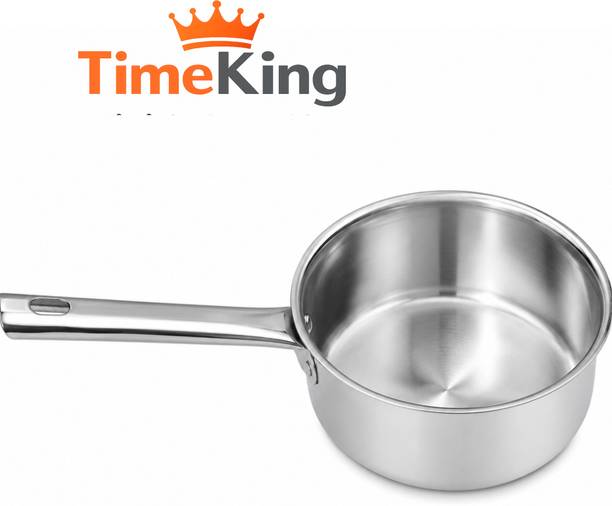 Timeking Stainless Steel Saucepan with Handle | Heavy Duty Milk Pan for Daily Cooking Coffee Pan 10 cm diameter with Lid 1.5 L capacity