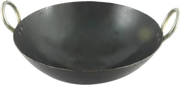 Manbhav Industries Iron Deep Bottom Kadhai 8 cm diameter 4.5 L capacity