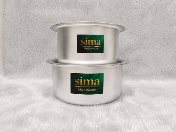 Sima Kitchen Solutions Sada top set with best quality aluminium Tope/Bhagona/Patila Set 1.5 L, 1.75 L capacity 22 cm, 23 cm diameter