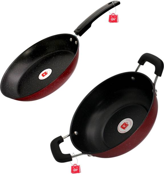 LAZYwindow Nonstick Kadhai & Fry Pan 23 cm, 21 cm diameter 1 L, 1.25 L capacity