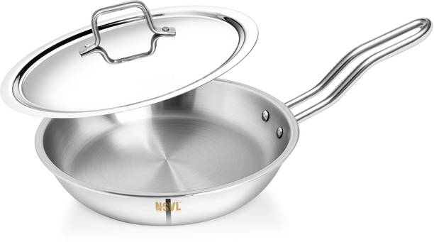 NSVL Nsvl Triply Stainless Steel Fry Pan with Stay-Cool Handle Fry Pan 22 cm diameter with Lid 1.5 L capacity