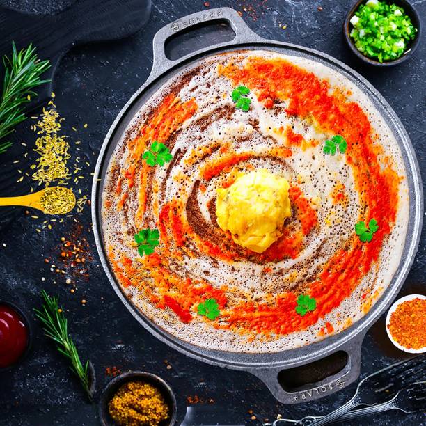 Solara Smooth Cast Iron Tawa With 12inch for Dosa, Chapathi, Paratha, Uttapam 30 cm डायमीटर