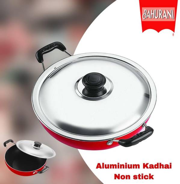 BAHURANI Aluminium 1.75 l non stick kadhai with lid included _159 Kadhai 23 cm diameter with Lid 1.75 L capacity