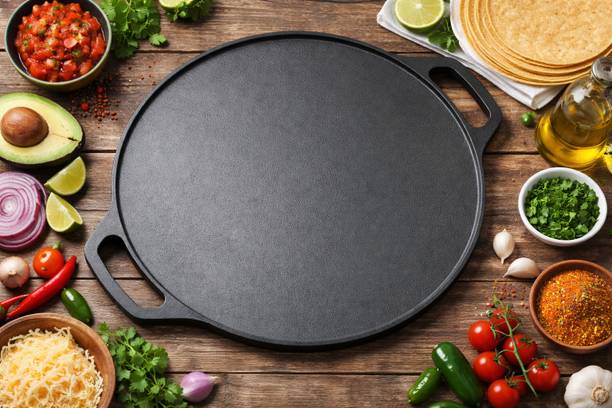 M KHARAVAD MKHARAVAD CI-12 Pre-Seasoned Cast Iron Tawa ...