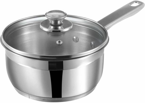 VINOD Stainless Steel Induction Friendly Two Tone Sauce Pan 18 cm diameter with Lid 2.3 L capacity