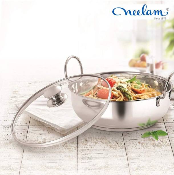 NEELAM Induction Base Kadhai Cookware Kadhai 22 cm diameter with Lid 1.5 L capacity
