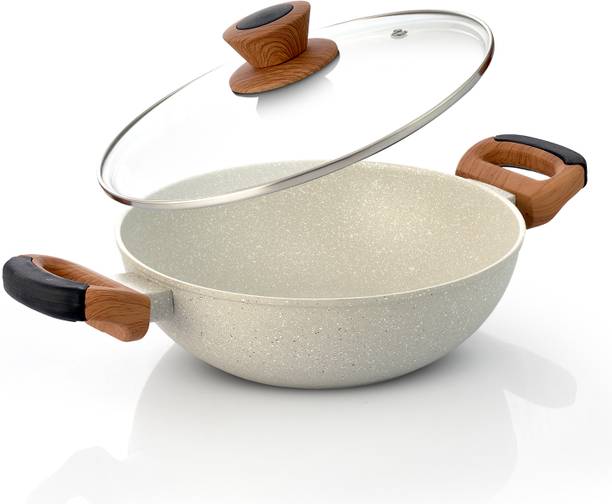 BERGNER Granite Non-Stick, Healthy Marble Coating, Forged Aluminium 24 cm ढक्कन के साथ