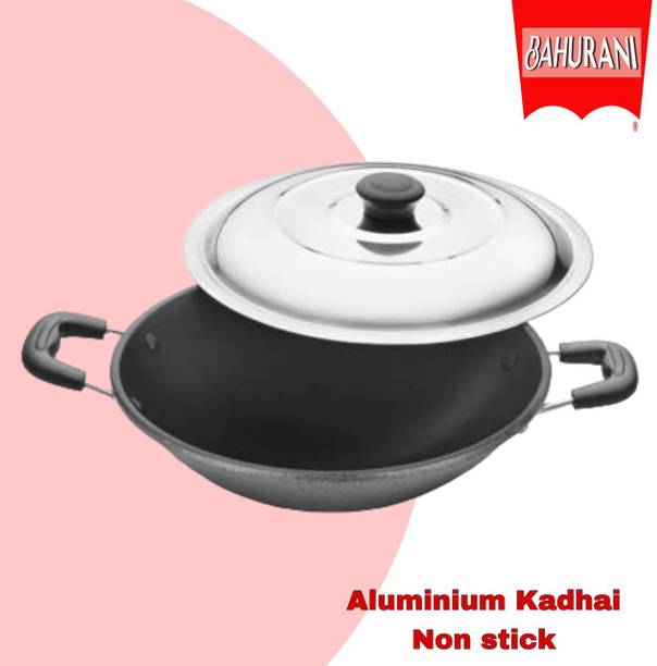BAHURANI Aluminium 1.5 l non stick kadhai with lid included _212 Kadhai 22 cm diameter with Lid 1.5 L capacity