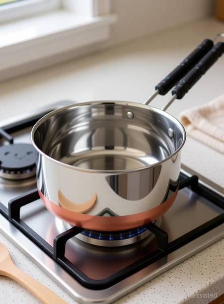 eppyz Stainless Steel Copper bottom Sauce Pan / MILK PAN / TEA PAN Capacity:- 1 Liter NO: 1 Sauce Pan 15.5 cm diameter 1 L capacity