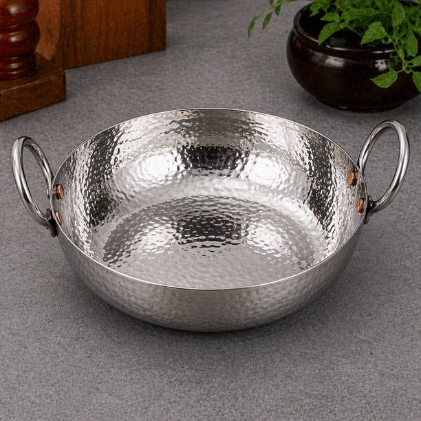 Yadav Craft Hammered Stainless Steel Kadhai 4500ML Kadhai 30 cm diameter 4.5 L capacity
