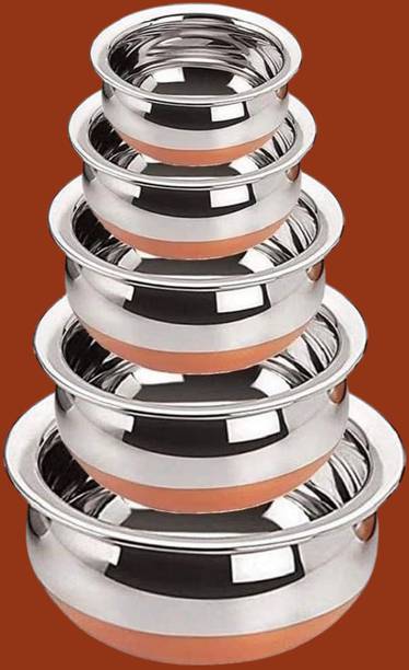 forsel Stainless Steel Copper Bottom Handi Set for Household Meal Service Handi 4 L