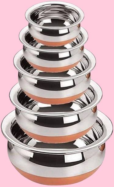 forsel Multipurpose Stainless Steel Copper Base Handi Bowl Set for Families Handi 4 L