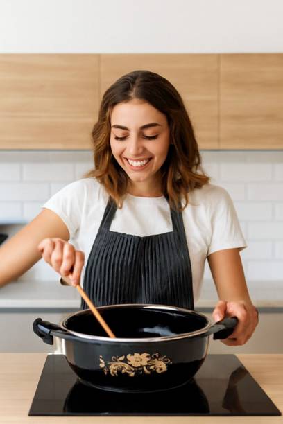 SIWAAN Cookware – 4 Ltr. Enamel-Coated Steel Handi Kadhai 28 cm diameter 4 L capacity