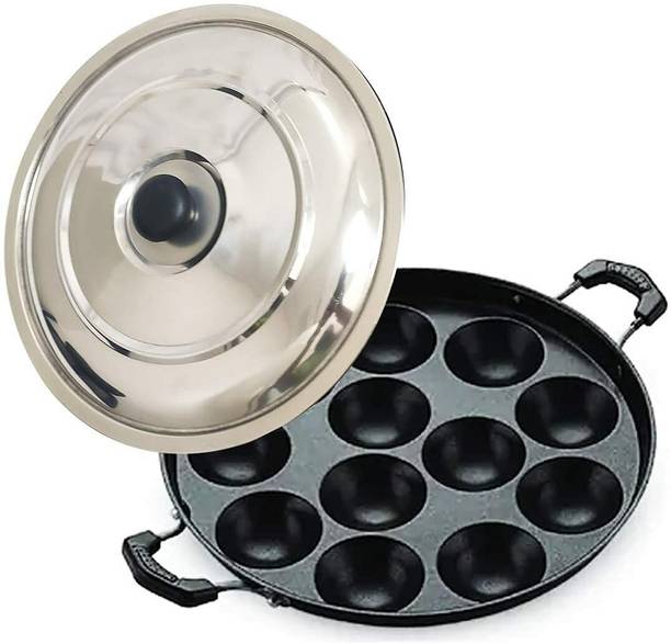 Swarambh Appam Maker Pan z3 Paniarakkal with Lid 0.5 L capacity 24 cm diameter