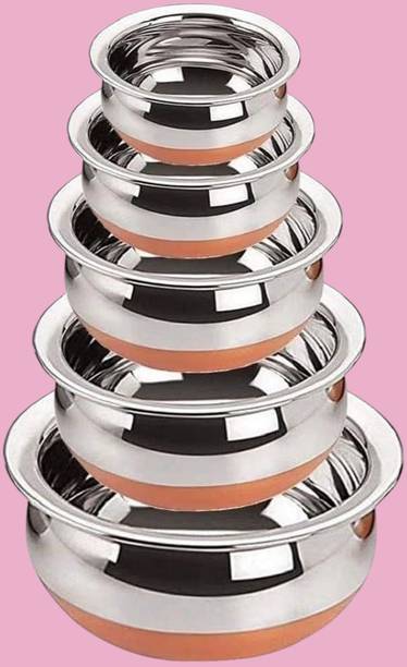 forsel Stainless Steel Copper Bottom Handi Bowl Set for Convenient Serving Handi 4 L