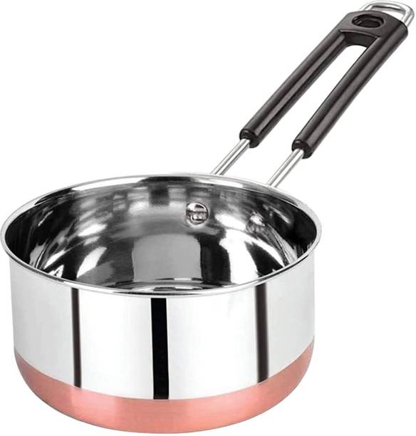 Panca Stainless Steel Copper Bottom Saucepan, Induction Base Sauce Pan, Tea Pan, Milk Pan, Tapeli Patila, Sauce Pot Cookware Container with Handle Sauce Pan 18 cm, 15 cm, 13 cm, 10 cm diameter 1.5 L, 1 L capacity