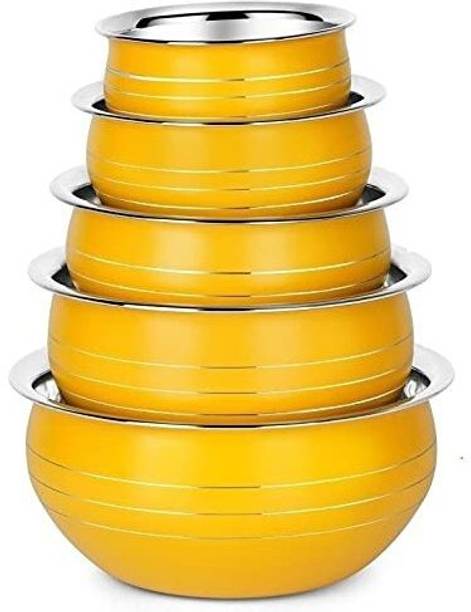 Redific Cookware Set Colorful Handi Set 5 Piece Stainless steel Bowl Serving Cook Serve कुकवेयर सेट